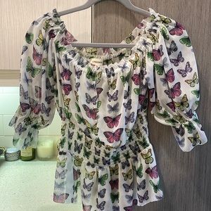 L’Agence Aubriella off the shoulder butterfly blouse size XS